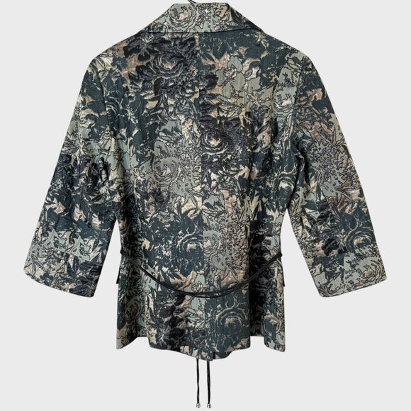 Lafayette 148 Helena Brocade Jacquard Blazer Jacket Green & Gold Women's Size 6 - Picture 4 of 13